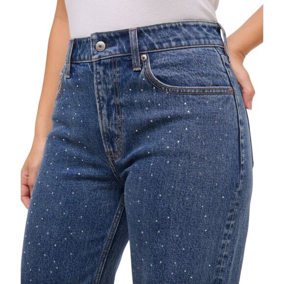 Abercrombie & Fitch High Rise The Loose Jean Rhinestone Jeans Size 34 Short NWT - Picture 2 of 13